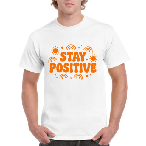 Stay Positive Orange Motivational Design Tshirt cover image.