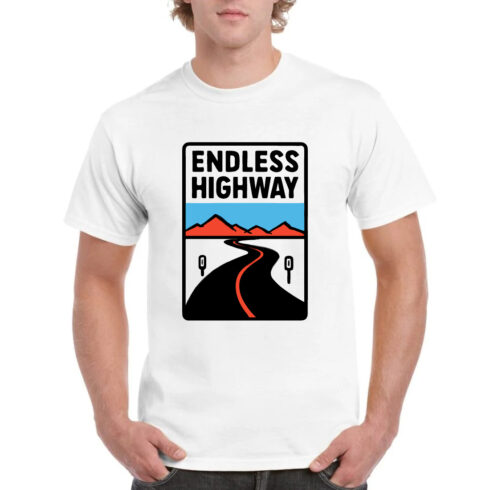 Endless Highway Road Trip Mountain T-Shirt Design cover image.