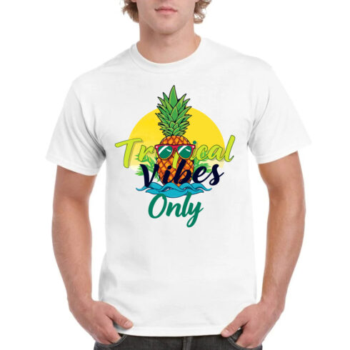 Tropical Vibes Only Pineapple Summer Beach T-Shirt cover image.