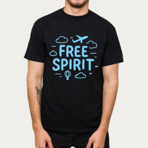 Free Spirit Travel Tshirt Adventure Sky Design cover image.