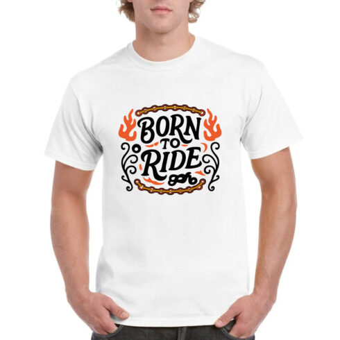 Born to Ride Flames Chain Motorcycle Biker Tee cover image.