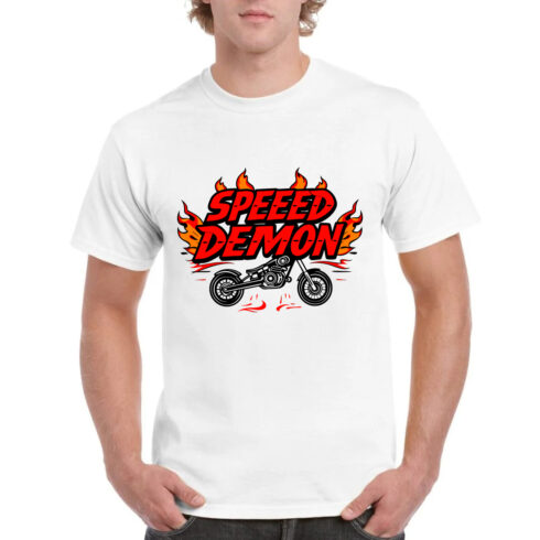 Speed Demon Motorcycle Fire Flames T-Shirt Biker cover image.