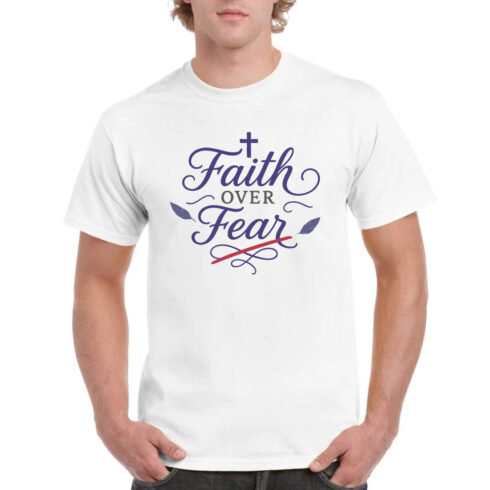Faith Over Fear Christian Inspirational Cross Tee cover image.