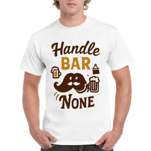 Handle Bar None Funny Beer Mustache Graphic Tee cover image.