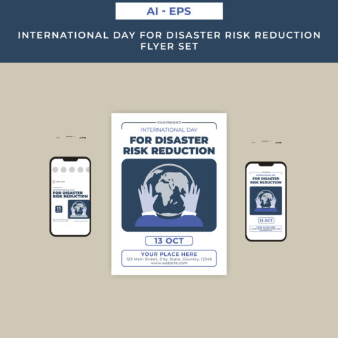 International Day For Disaster Risk Reduction Flyer Set Design cover image.