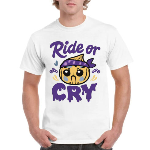 Ride or Cry Funny Biker Motorcycle T-Shirt cover image.