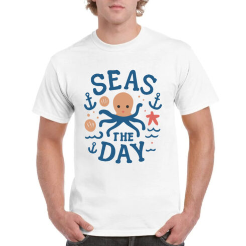 Seas The Day Ocean T-Shirt Cute Octopus Gift Tee cover image.