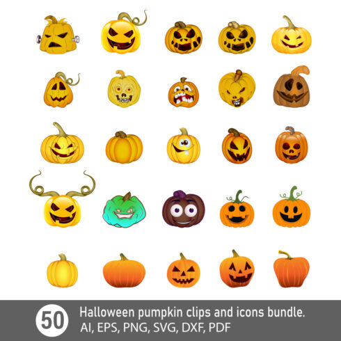 Halloween Pumpkin Clips and Icons Bundle cover image.