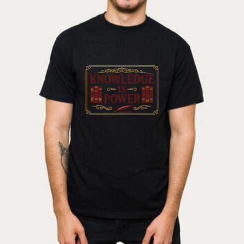 Knowledge is Power Vintage Book Lover Tee cover image.