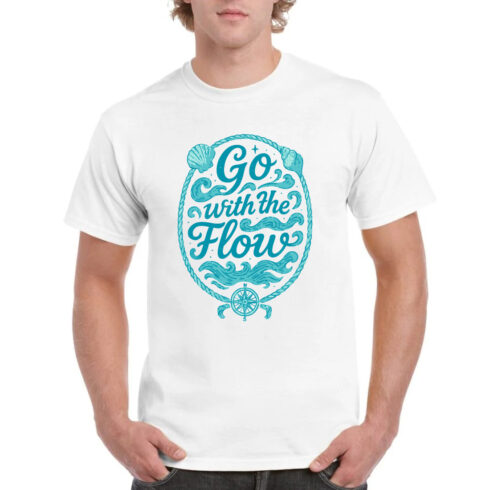 Go With The Flow Nautical Ocean Waves T-Shirt cover image.