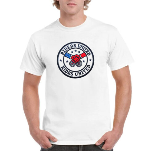 Riders United Motorcycle Brotherhood Patriotic Tee cover image.