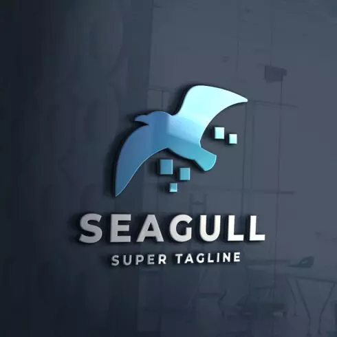 Seagull Bird Pixel Logo cover image.