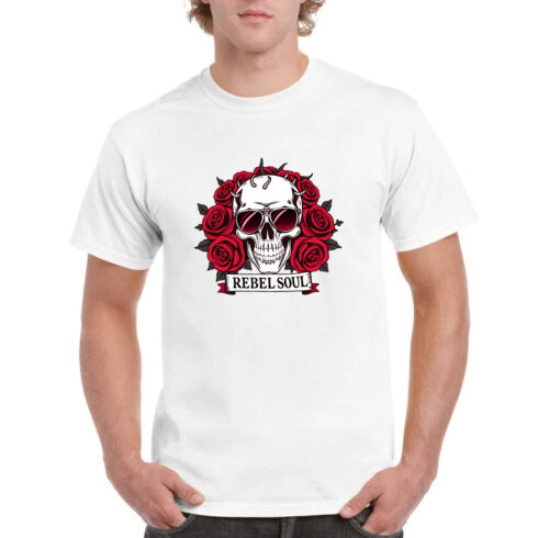 Rebel Soul Skull Roses Gothic T-Shirt cover image.