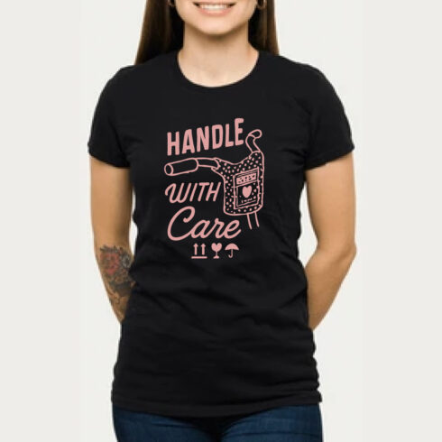 Handle With Care Hair Stylist T-Shirt Salon Tee cover image.
