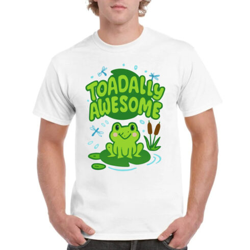 Toadally Awesome Frog Pun T-Shirt Fun Gift Tee cover image.