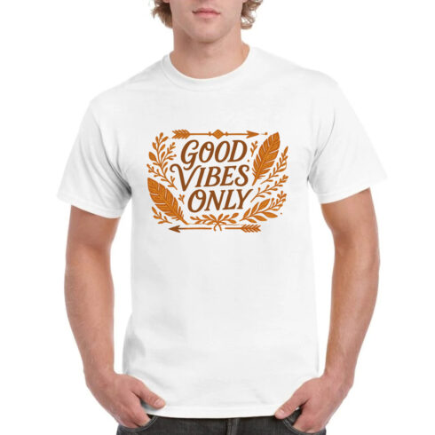Good Vibes Only Boho Floral T-Shirt Design cover image.