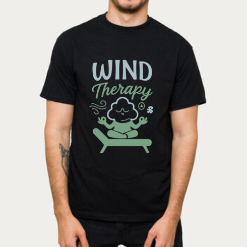 Wind Therapy Funny Yoga Meditation Fart T-Shirt cover image.