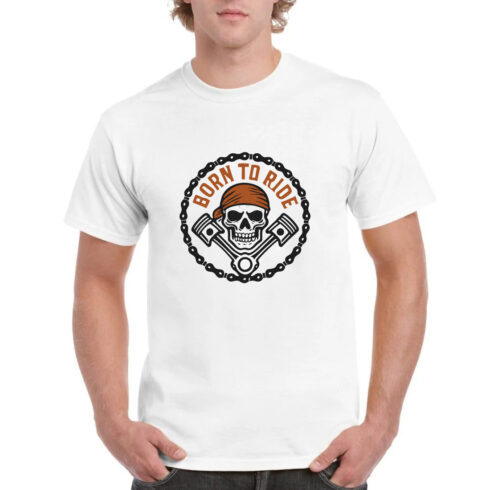 Born to Ride Skull Biker Motorcycle T-Shirt cover image.