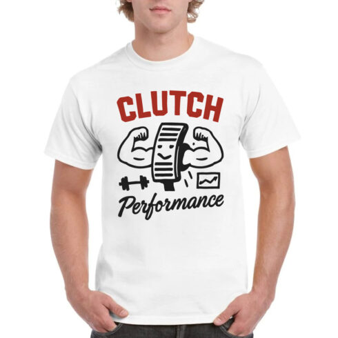 Clutch Performance Funny Car Mechanic Graphic Tee cover image.