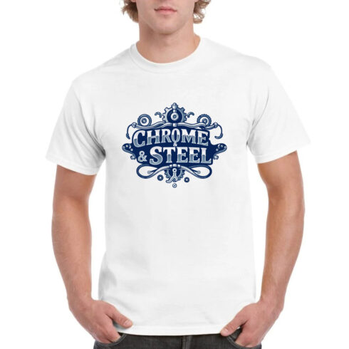Chrome Steel Ornate Vintage Motorcycle Biker Tee cover image.