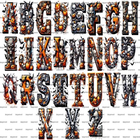 Halloween Theme Letters A to Z Spooky Decorative Alphabet cover image.