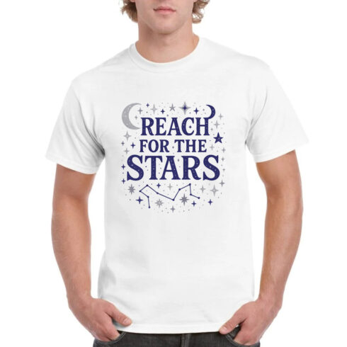 Reach For The Stars Celestial Inspirational Shirt cover image.