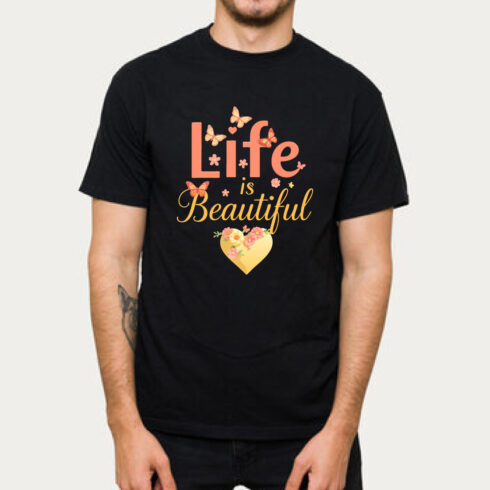 Life is Beautiful Butterfly T-Shirt design cover image.