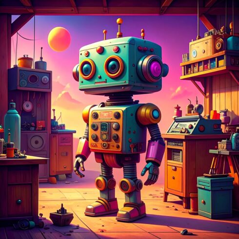 Artistic Illustration of a Retro Robot with a Radio Head cover image.