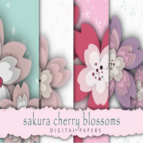 Sakura Cherry Blossoms Spring Digital Papers cover image.