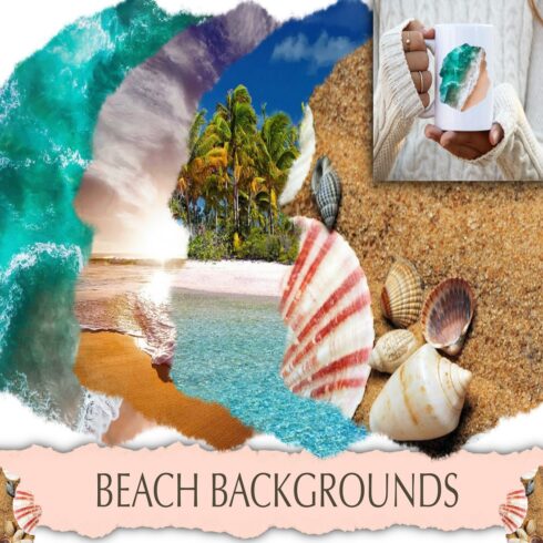 Beach Backgrounds for Sublimation Coastal Summer Clipart cover image.