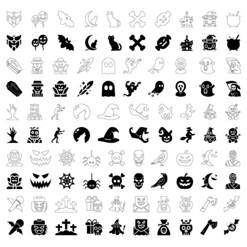 100 pcs Halloween Icon set cover image.