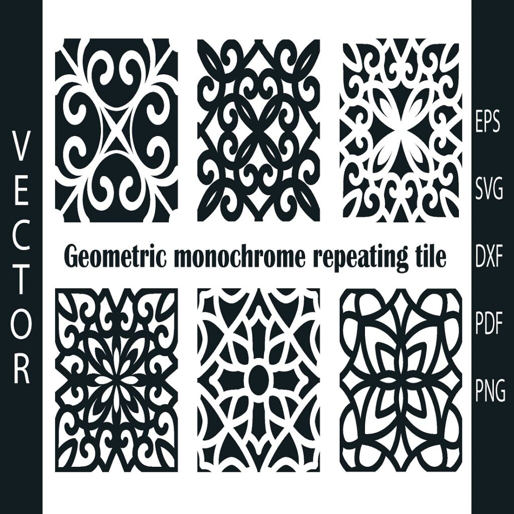 Geometric Repeating Tile Geometric monochrome repeating tile - MasterBundles