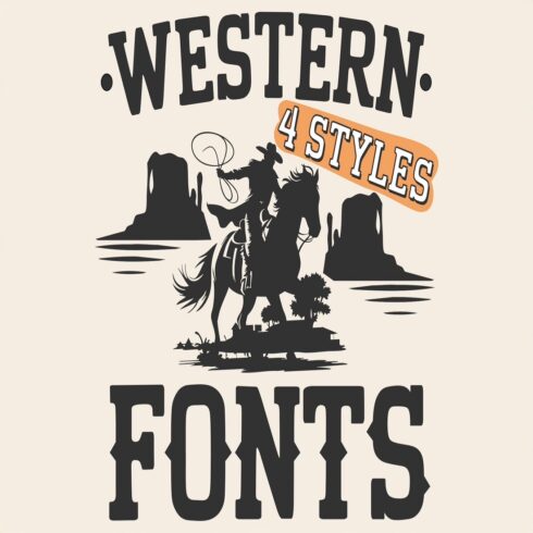 Western Font Bundle Cowboy Fonts 4 Vintage Styles cover image.