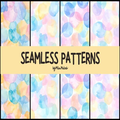 Pastel Watercolor Bubble Circles Seamless Pattern cover image.