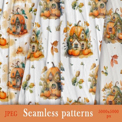 Seamless patterns with fabulous pumpkins cover image.