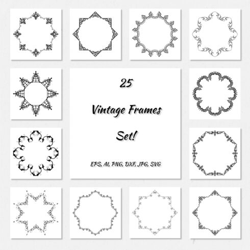 25 Elegant Vintage Vector Frames | Borders & Illustrations Pack cover image.