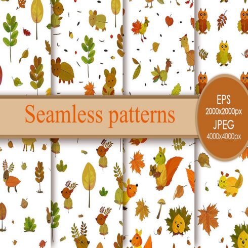 Seamless patterns Crafts from autumn leaves cover image.