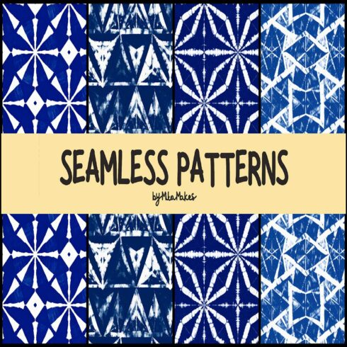 Indigo Shibori Tie Dye Geometric Seamless Pattern cover image.