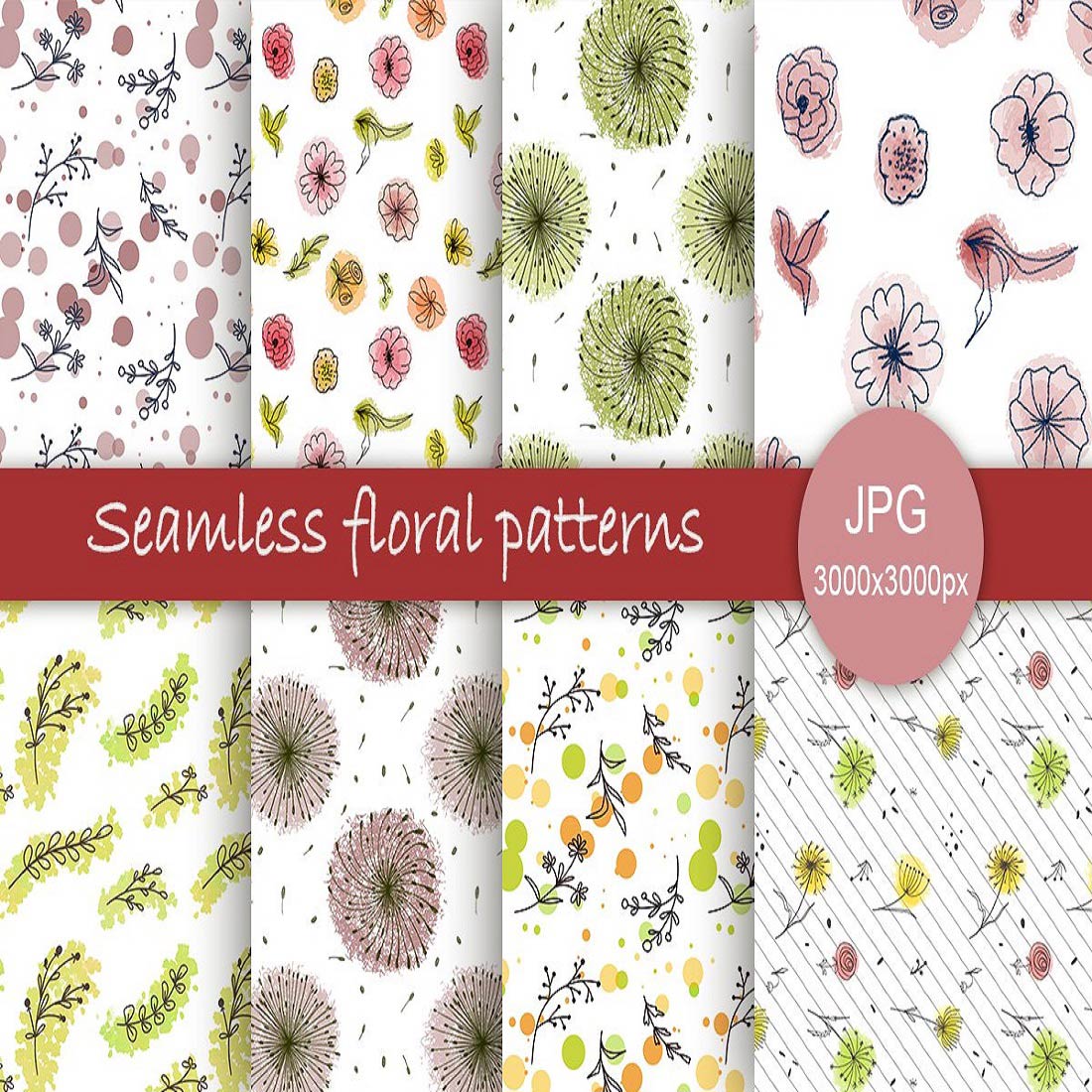 Set of floral seamless patterns - MasterBundles