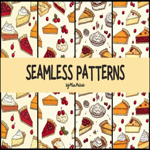 Vintage Holiday Pie and Berries Seamless Pattern cover image.