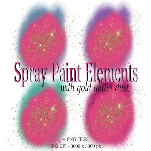 Pink Themed Spray Paint Elements with Gold Glitter Dust cover image.