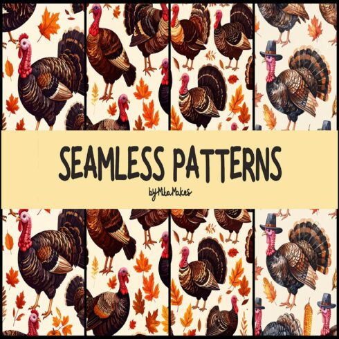 Thanksgiving Turkey and Autumn Leaves Seamless Pattern cover image.