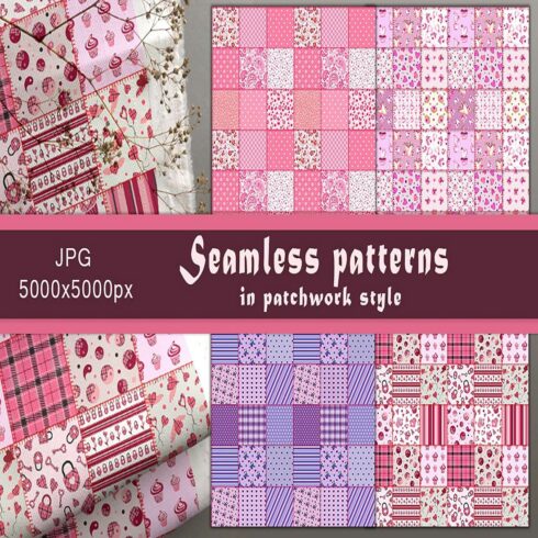 Seamless patterns in patchwork style cover image.