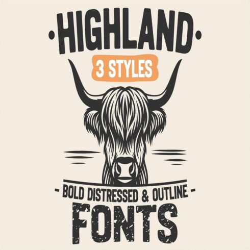 Highland Fonts, Distressed Font, Western Vintage Serif Font cover image.