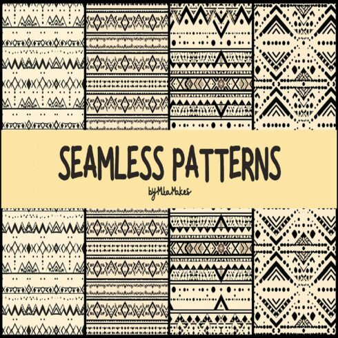 Tribal Boho Geometric Hand Drawn Seamless Pattern cover image.