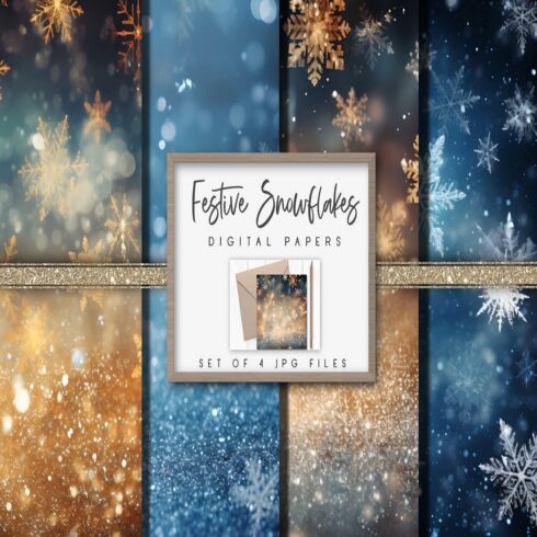 Festive Christmas Snowflakes Digital Papers cover image.
