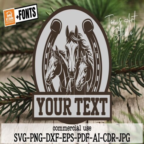 Horse Laser Cut File SVG PNG DXF, Round Name Sign cover image.