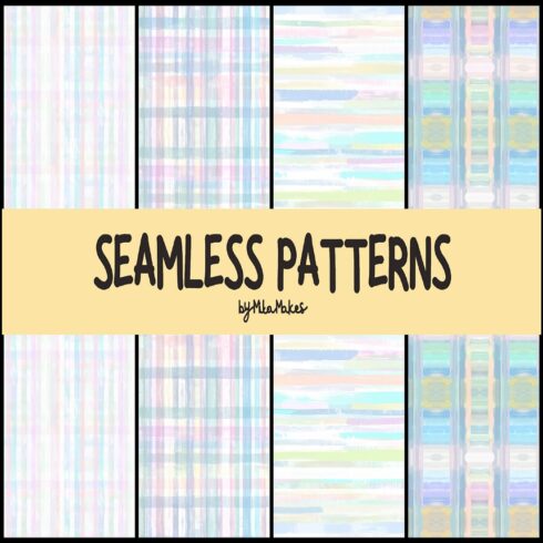 Pastel Watercolor Plaid and Stripes Seamless Pattern cover image.