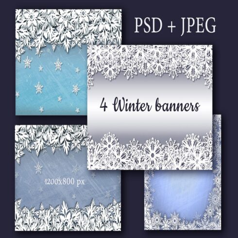 Winter Banners Backgrounds PSD JPEG cover image.