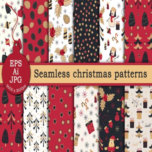 Seamless Christmas patterns cover image.